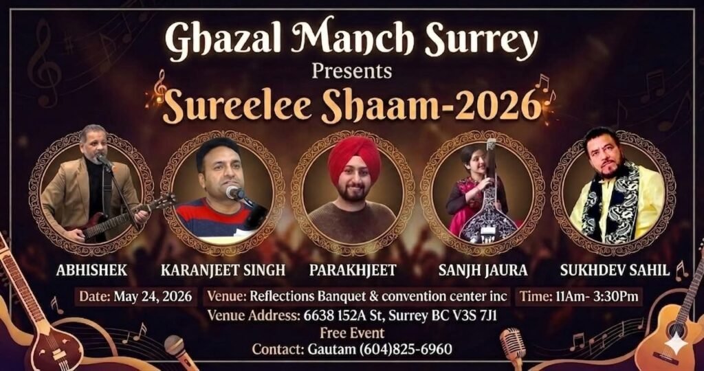 Ghazal Manch Surrey to Present ‘Surili Shaam-2026’ on May 24